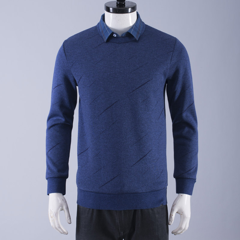 一体保暖绒！品牌尾货男士衬衫领内衣秋冬季带领毛衣厚款假两件男