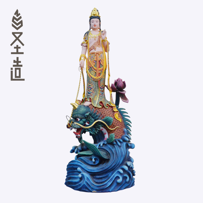 木雕鳌鱼观音佛像摆件鳌鱼观世音家用定制厂家 圣造