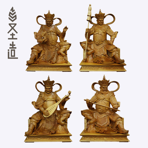 四大天王护法木雕佛像圣造