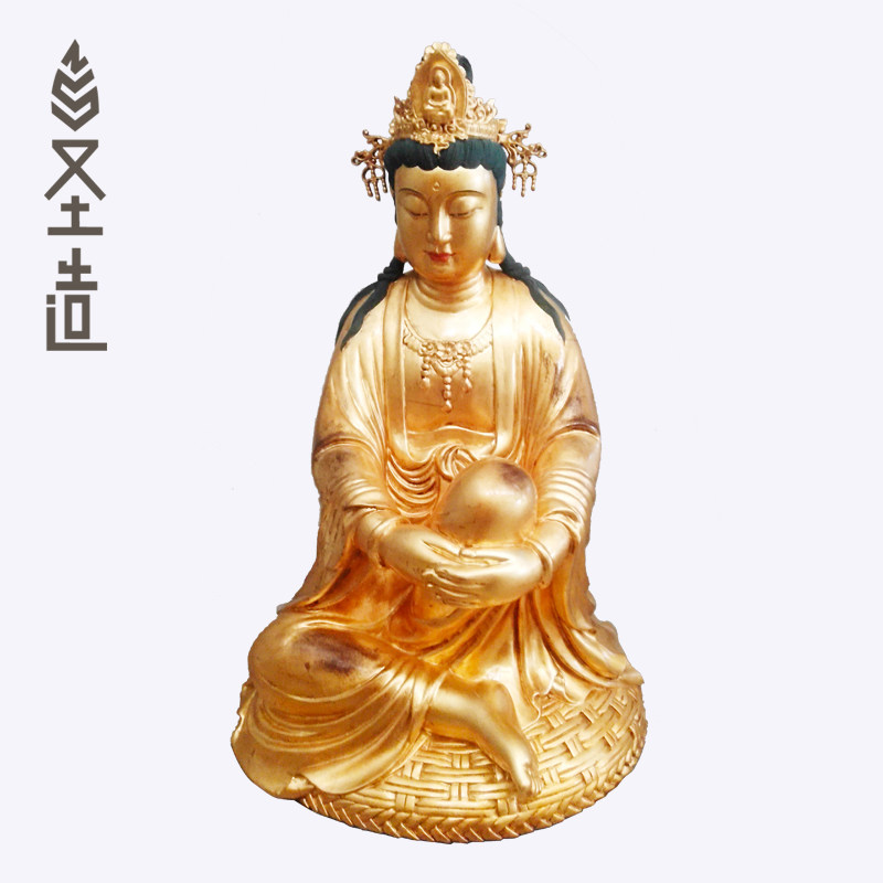 自在观音家居客厅禅意木雕定制