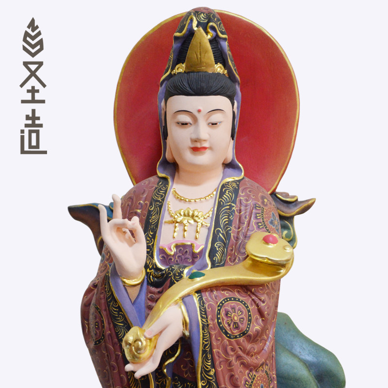 如意观音木雕佛像居家家用实木佛像摆件厂家 圣造