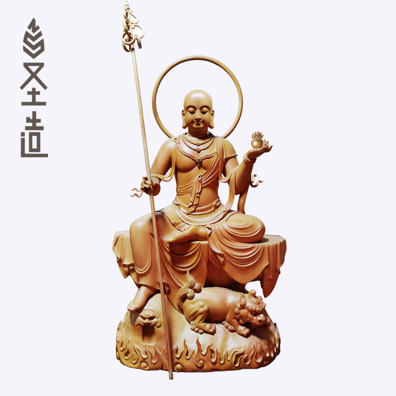 香樟木雕刻木雕地藏王佛像摆件大愿坐像地藏谛听像定制厂家 圣造