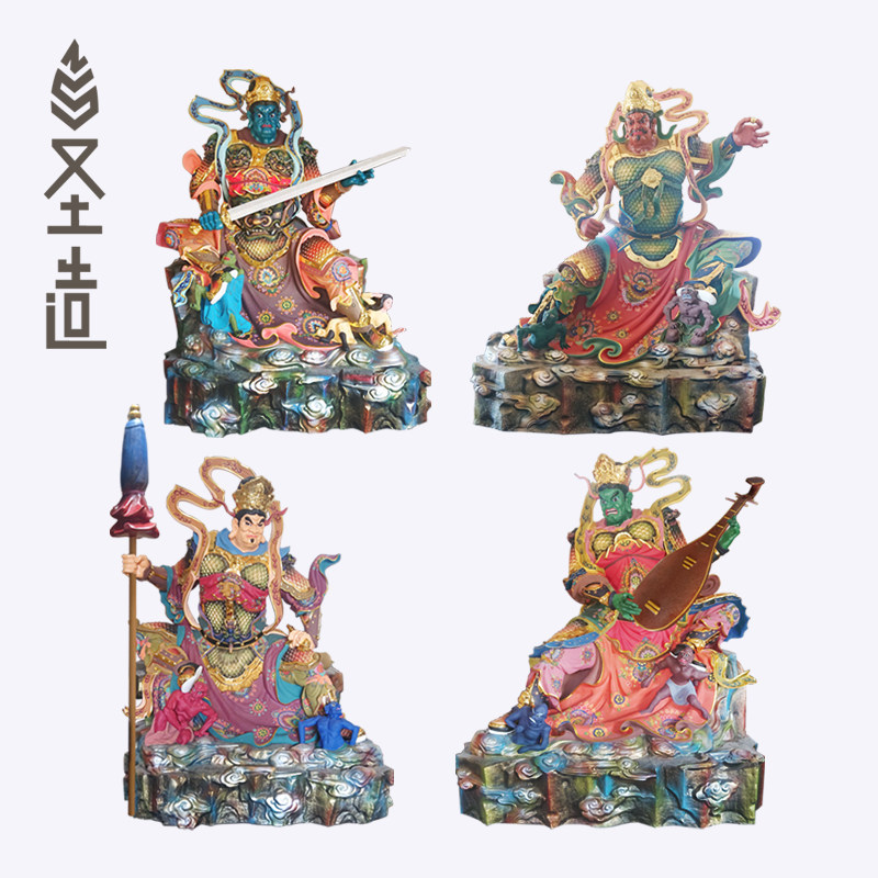 木雕四大天王护法天神大型四大金刚持国增长广目多闻天王圣造