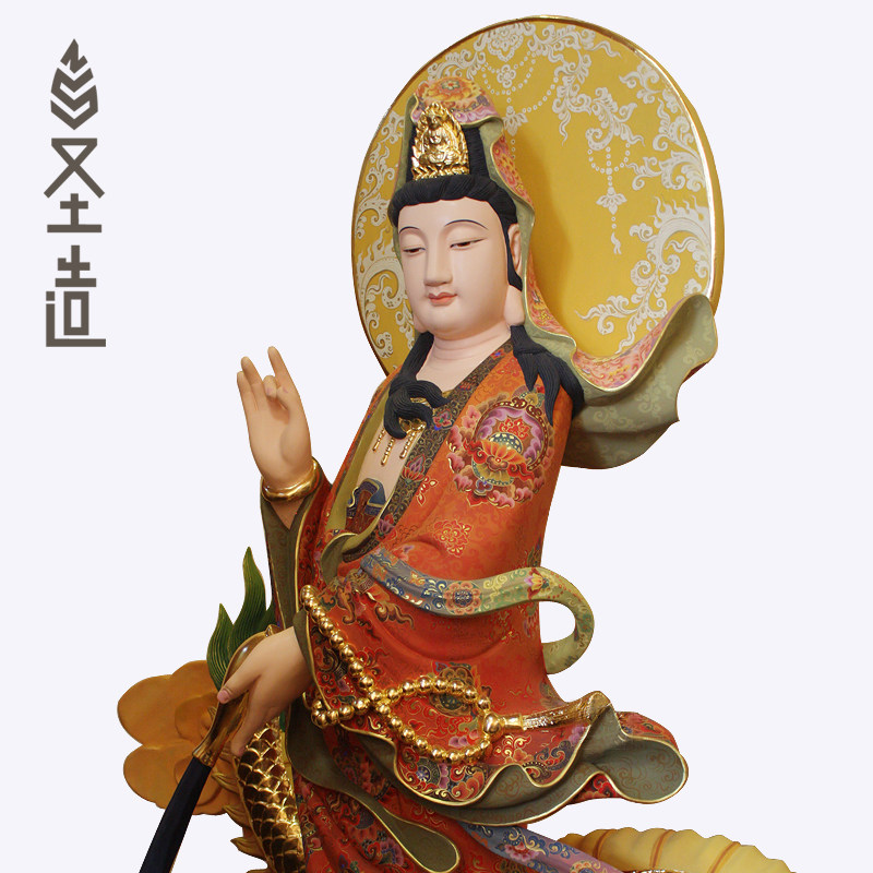 木雕骑龙观音佛像居家家用站龙乘龙观音摆件定制 圣造