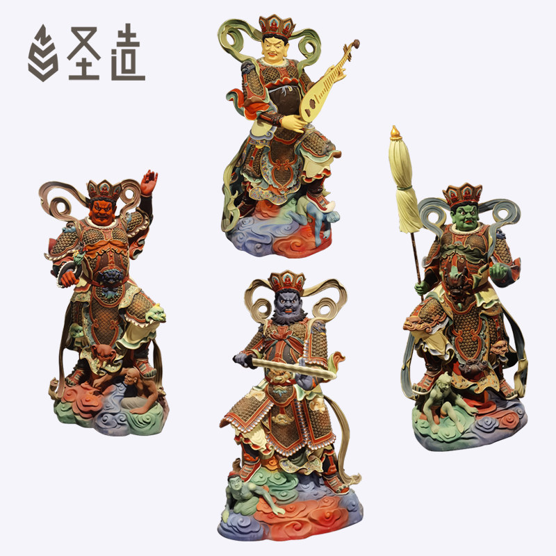 四大金刚木雕佛像广目天王 持国天 王增长天王 多闻天王 圣造
