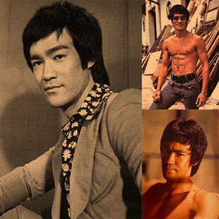 李小龙酒吧装饰画 复古老电影明星海报 文艺牛皮纸画挂画壁画画芯