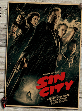 罪恶之城 Sin City 伊娃格林 昆汀电影海报 复古牛皮纸装饰画酒吧