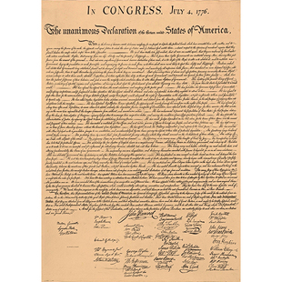 美国独立宣言复古英文牛皮纸摄影海报宿舍酒吧咖啡馆室内装饰贴画