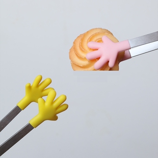 吃零食小夹子硅胶不锈钢食品夹可爱创意食物夹不脏手甜点夹方糖夹