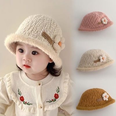 儿童渔夫帽韩版帽子秋冬女童男童保暖毛线帽宝宝针织毛绒水桶帽潮