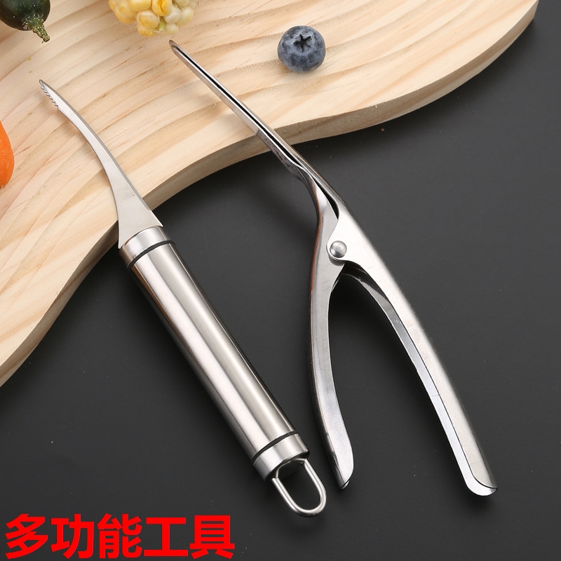 虾线剔除刀剥虾工具二合一专用家用基围虾开虾背神器开背刀双头包
