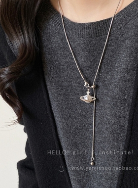 毛衣搭配项链韩系银色爱心吊坠女百搭气质秋冬长款简约毛衣链配饰