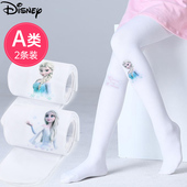 丝袜女童连裤 袜白色连体袜 迪士尼儿童长筒袜爱莎公主舞蹈袜打底裤