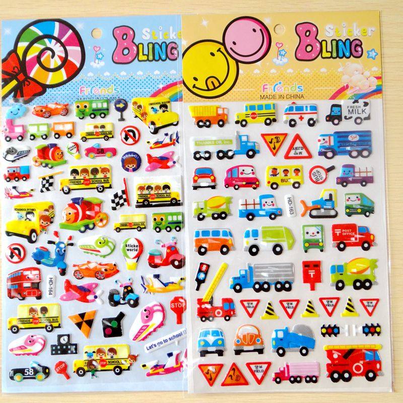 幼儿园宝宝小汽车贴画儿童迷你交通信号灯卡通车贴纸小孩学习奖励