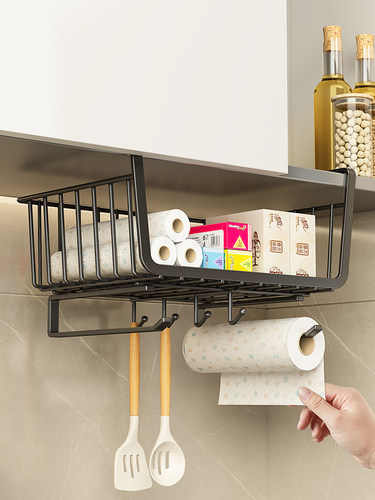 厨房纸巾架免打孔橱柜用纸挂架子保鲜膜袋收纳家用懒人抹布卷纸架