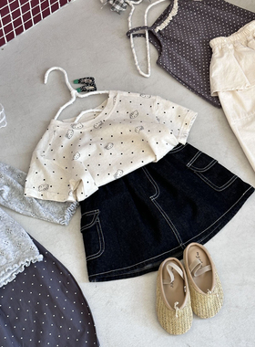 承麦85770～女童可爱猫咪T恤洋气25夏季新款女宝宝柔软上衣百搭