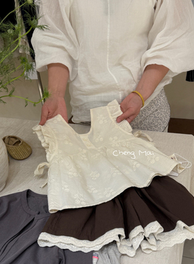 承麦85750～女童甜美娃娃衫洋气25夏季新款女宝宝蕾丝无袖衬衣