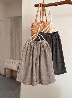 承麦85708～女童裤子薄款25夏装新款女宝宝条纹阔腿裤休闲裤百搭