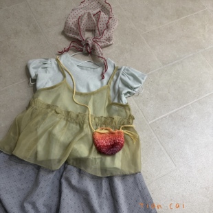 甜菜·26夏季新款女童短袖背心两件套韩系穿搭时尚26193+2685