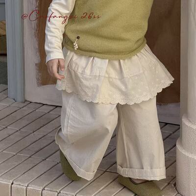 草房子·26春装新款女童蕾丝屁帘裤宽松休闲裤百搭26020