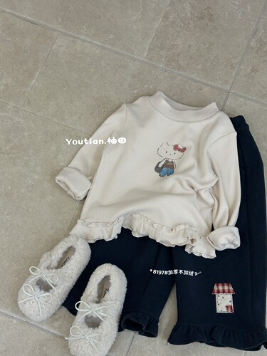 2026秋季新款女童加厚打底衫花边长袖T恤软糯上衣8197