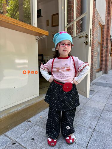 opao 26秋季新款女童印花假两件件T恤6157