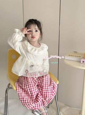 7seven·26春装新款女童翻领蕾丝娃娃衫衬衣百搭9676