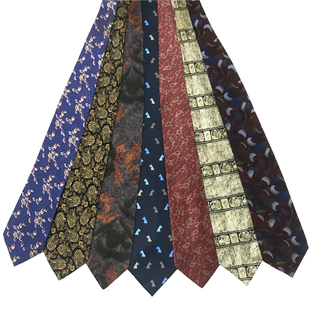 中古vintage古着孤品文艺复古休闲学院衬衫配饰手打真丝领带JH51