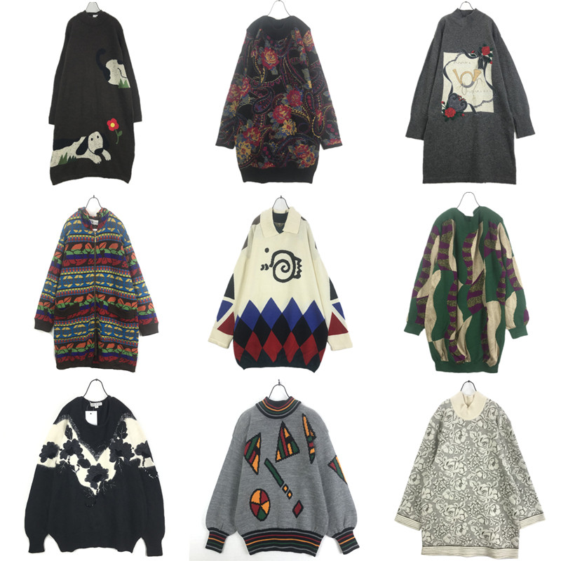 vintage古着孤品日系秋冬费尔岛复古文艺撞色学院慵懒套头毛衣Y32