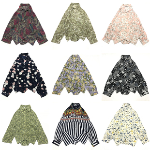 F73 衬衫 vintage古着夏季 夏威夷复古文艺雪纺碎花学院宽松百搭长袖