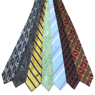 vintage古着孤品日系复古休闲商务条格纹衬衫配饰手打中古领带G2