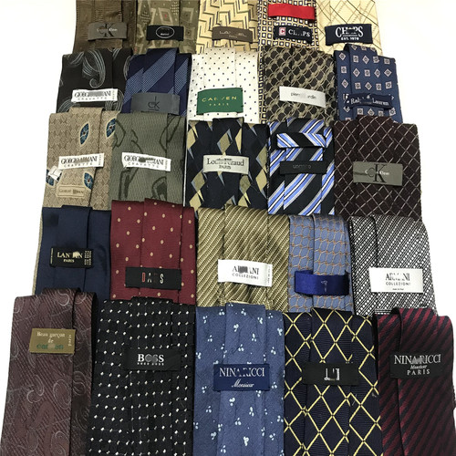 中古vintage古着牌牌复古印花条纹休闲衬衫配饰高端真丝领带H95