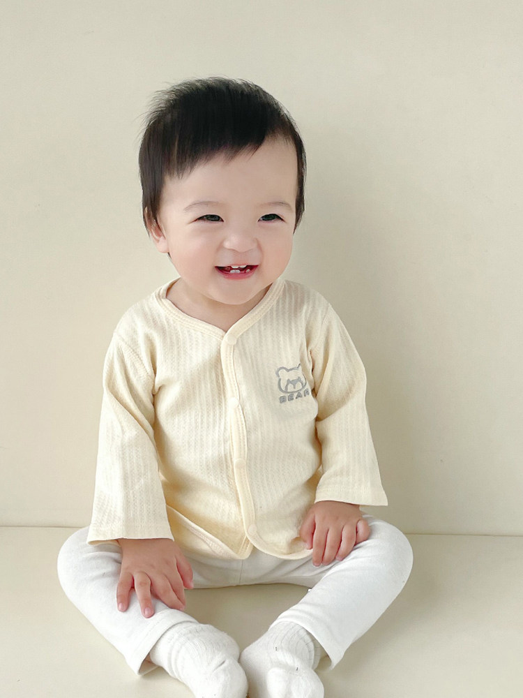 베이비 순면 소형 코트 베이비 가디건 남아 및 여아용 뼈없는 밀착 의류 긴팔 바닥 셔츠 봄 가을 의류