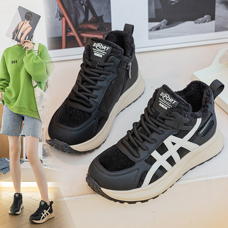 40-43大码女鞋厚底加绒阿甘鞋女冬季新款德训百搭轻便休闲鞋棉鞋