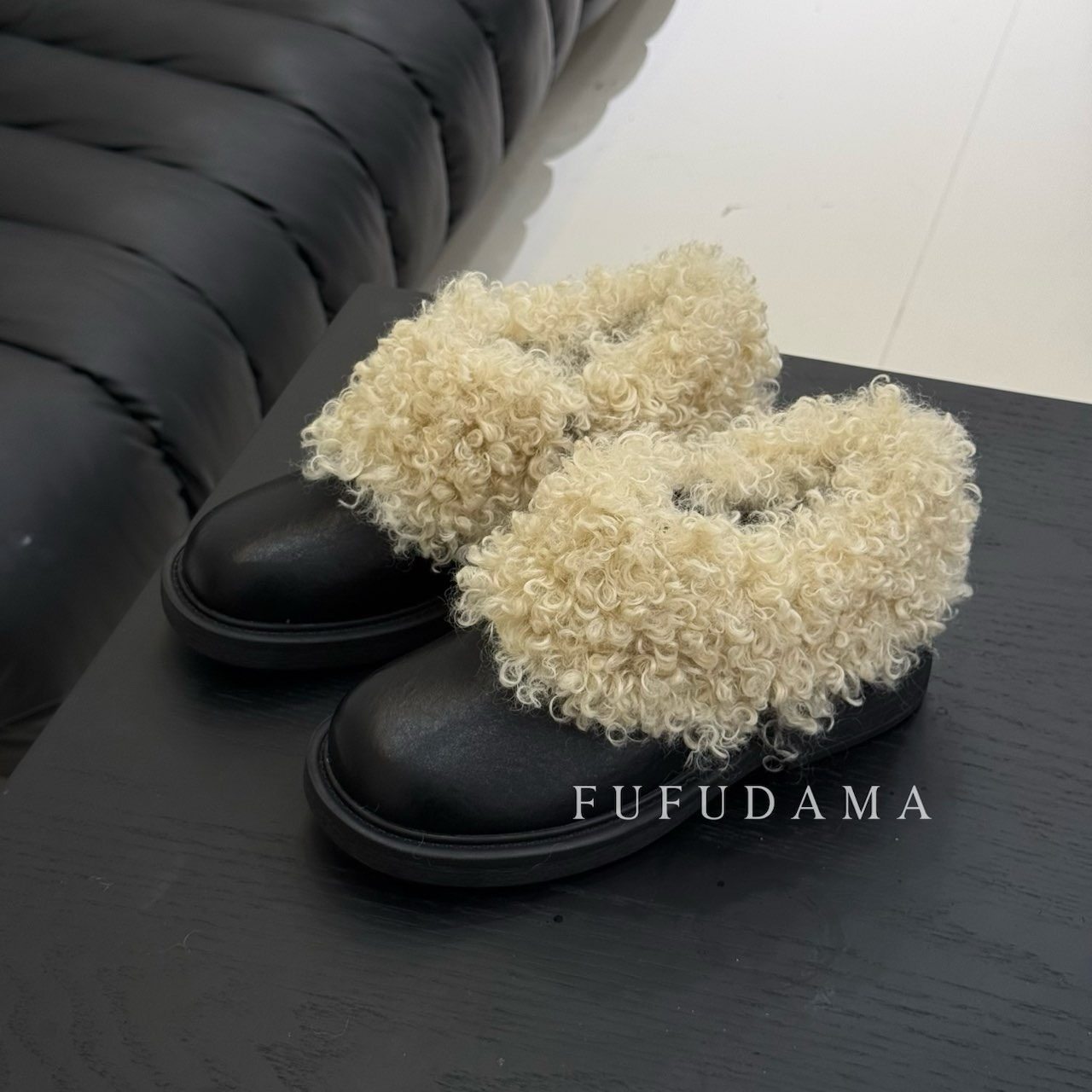 36-42大码宽胖脚短靴羊羔毛防水台毛毛鞋女厚底一脚蹬加绒雪地靴