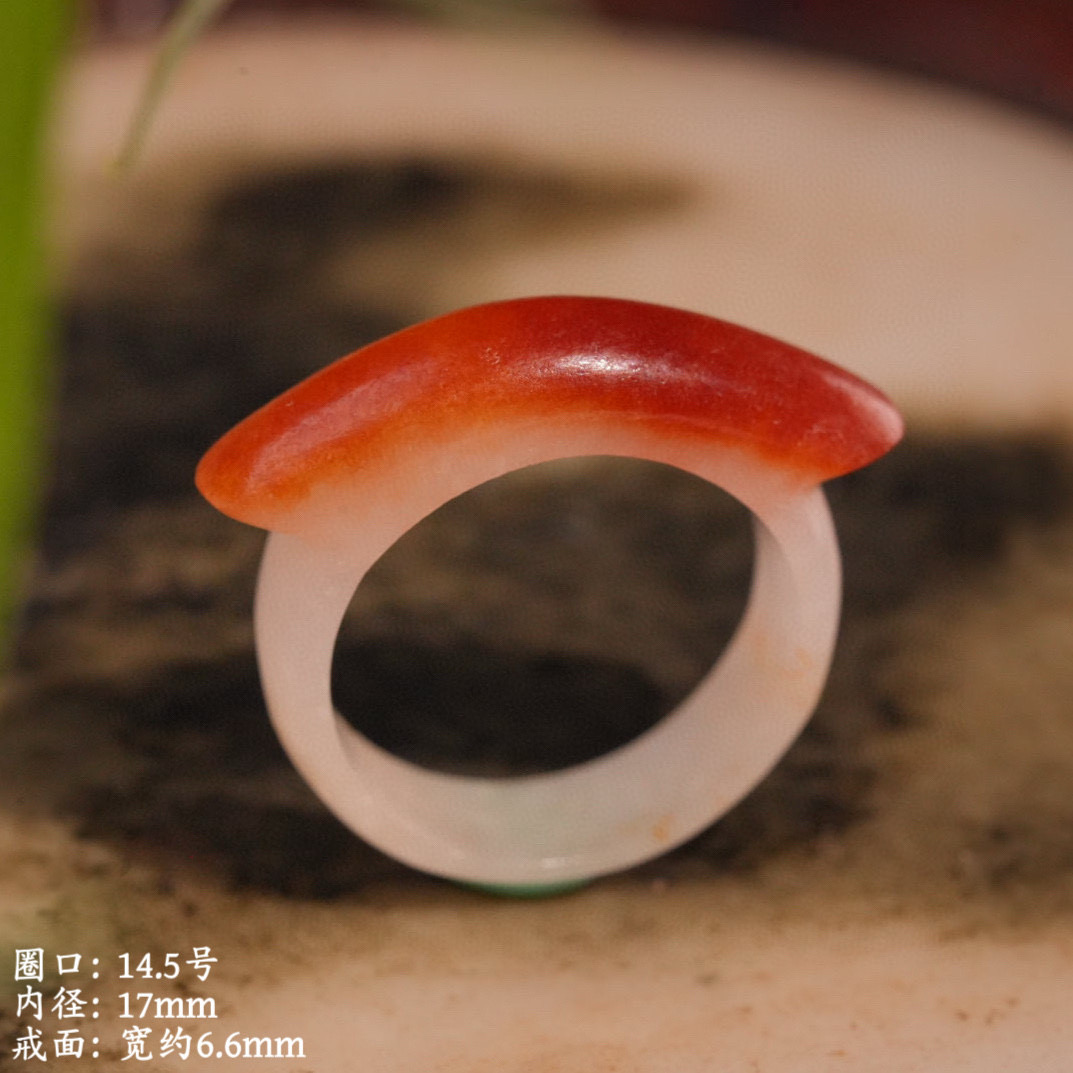 天然缅甸A货细糯红翡翡翠马鞍戒指14.5圈口51014.70.03