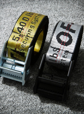 黄色字母ow腰带男女青年简约百搭韩版欧美学生bf风编织装饰潮个性