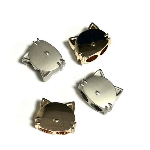 可爱猫咪锌合金diy手工五金配件手链手机挂绳服饰箱包编绳双孔扣