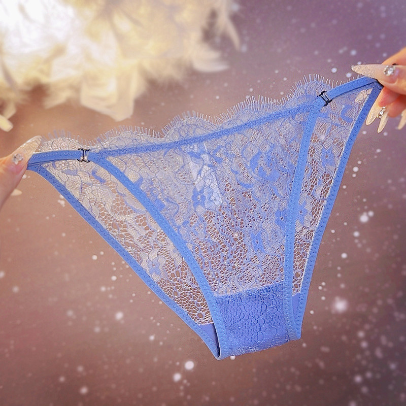 暗香性感蕾丝女士低腰内裤诱惑镂空透明透视网纱可调节细带