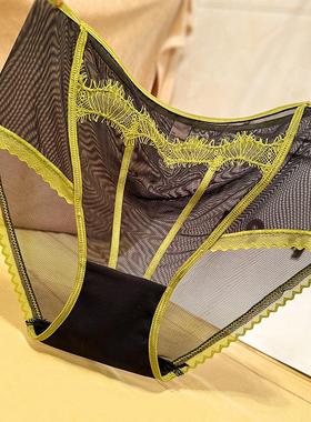 2024新款尤物性感中高腰蕾丝无痕女士内裤轻奢浪漫弹力网纱包臀