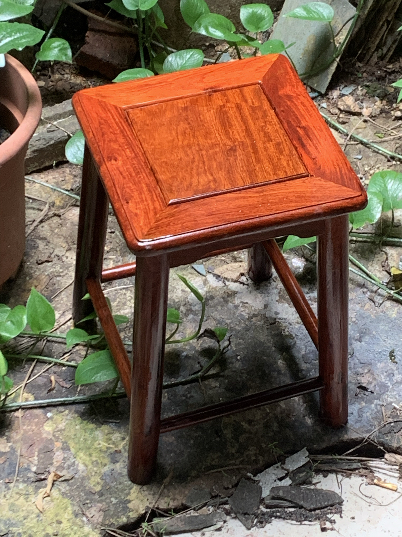 缅甸花梨木紫檀国标红木方凳花梨矮凳凳子家用换鞋实木四方高板凳