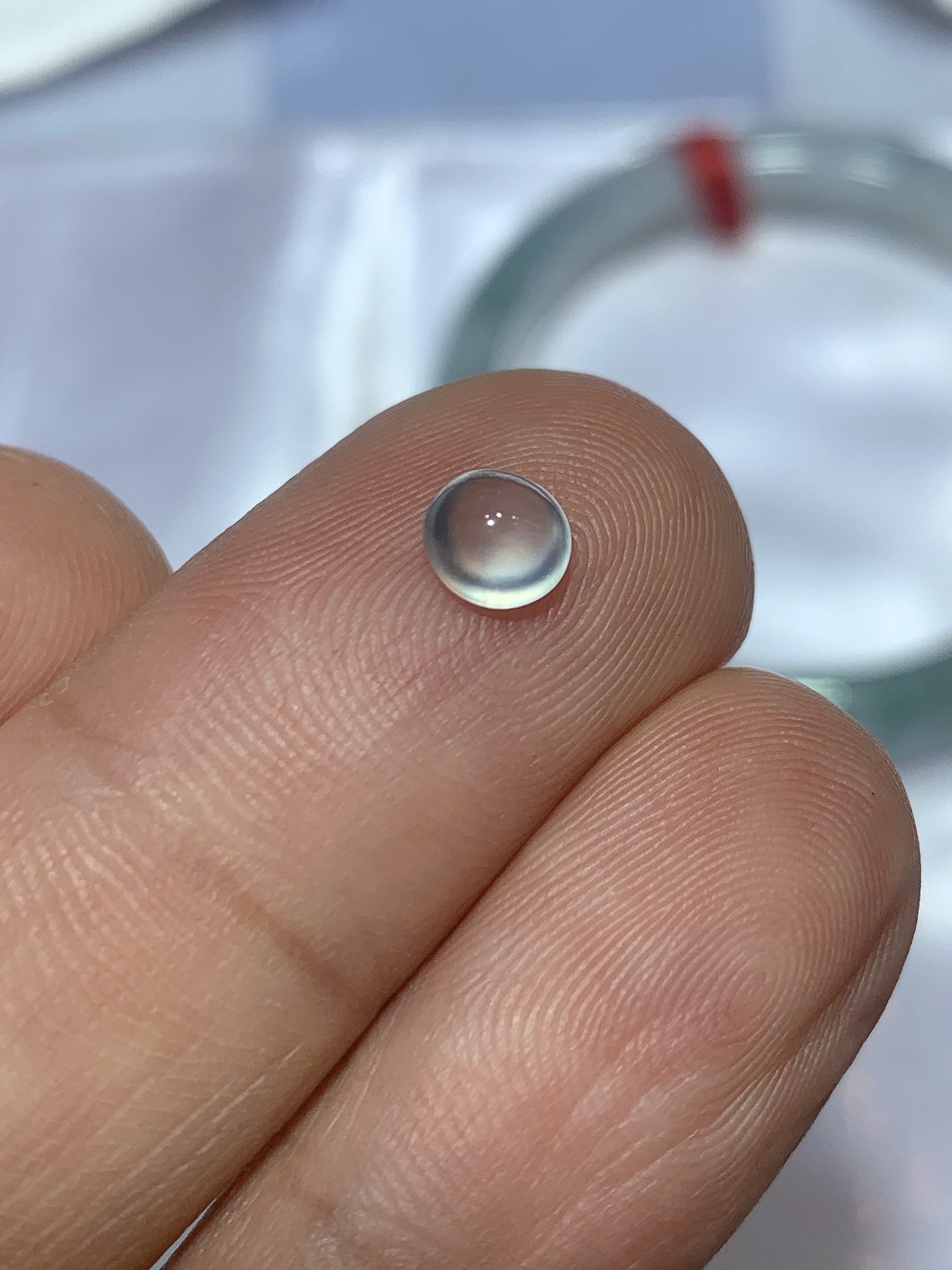 天然A货翡翠高冰种起光蛋面戒面戒指手链底子纯净白干净起双眼皮