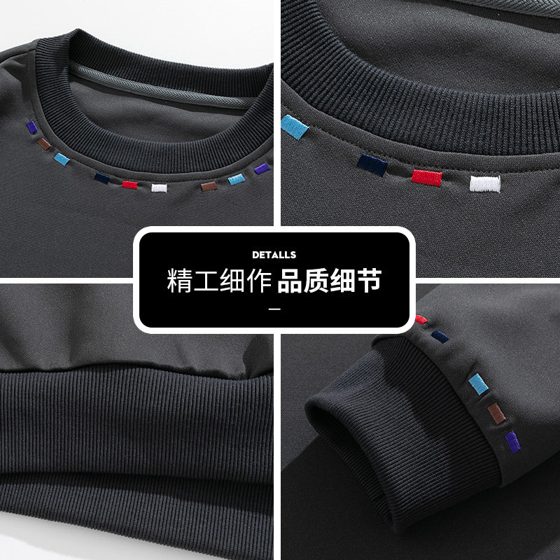 高街刺绣卫衣男秋季重磅美式复古无帽cleanfit卫衣Q5572-P40，男装卫衣，星座610（原A335）