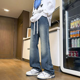 美式高街vibe复古水洗做旧牛仔裤男潮显瘦直筒微喇裤子K1931-P45，男装牛仔裤，星座610（原A335）