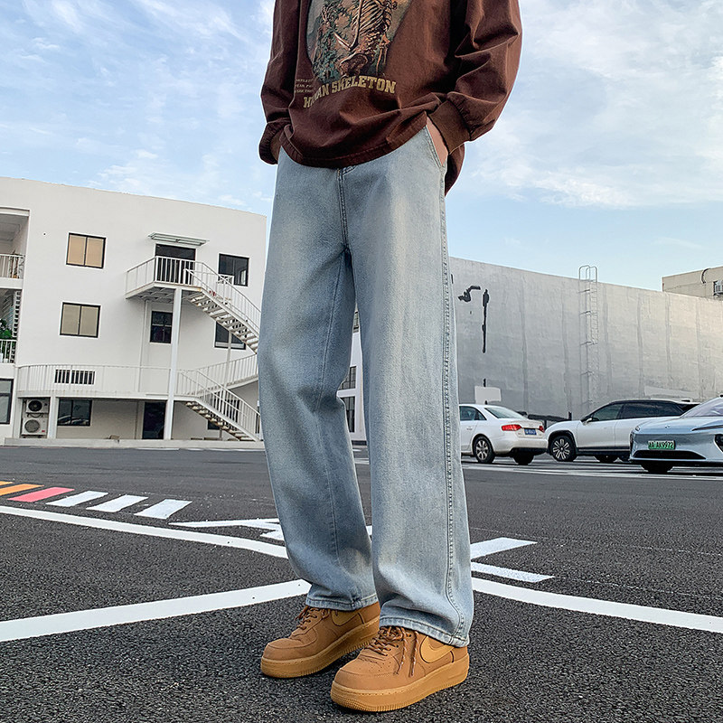 秋冬美式复古潮牌黑色牛仔裤男宽松潮流高街直筒裤子TS112-P45,男装牛仔裤,星座610（原A335）