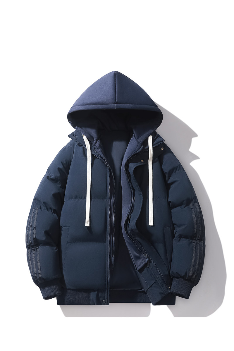三条杠连帽棉衣男冬季加厚保暖假两件连帽棉服外套潮MY0777-P82,男装棉衣,星座610（原A335）