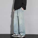 褶皱渐变牛仔裤男春季潮牌美式水洗直筒裤子宽松阔腿裤TS612-P45，男装牛仔裤，星座610（原A335）