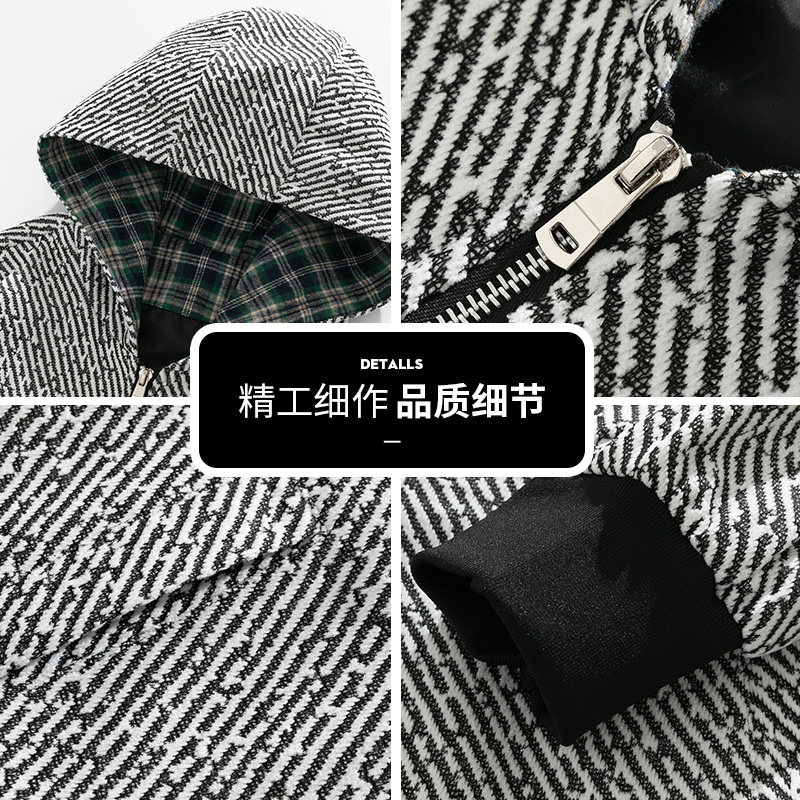 外套男秋季美式高街风休闲帽衫外套oversize开衫夹克Q5561-P68,男装夹克,星座610（原A335）