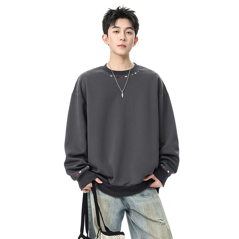 美式重磅圆领卫衣男士秋季2025新款宽松休闲套头上衣Q5572-P40，男装卫衣，星座610（原A335）