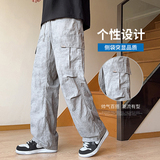 2025年春季新款男休闲裤美式百搭宽松直筒垂顺阔腿长裤K8206-P45，男装休闲裤，星座610（原A335）